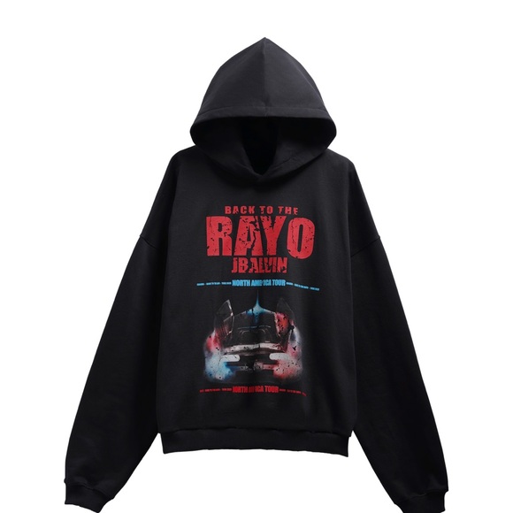 J balvin RAYO TOUR CAR BLACK HOODIE Size Medium